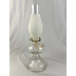 Vintage Clear Glass Hurricane Oil Lamp Frosted Chimney Kerosene Lantern